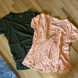 a.n.a Peach Floral and Green T-shirts XS